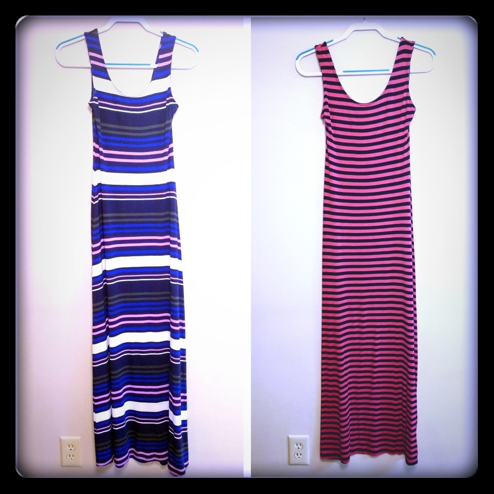 2 Striped Cute and Flattering Tank Maxi Dresses